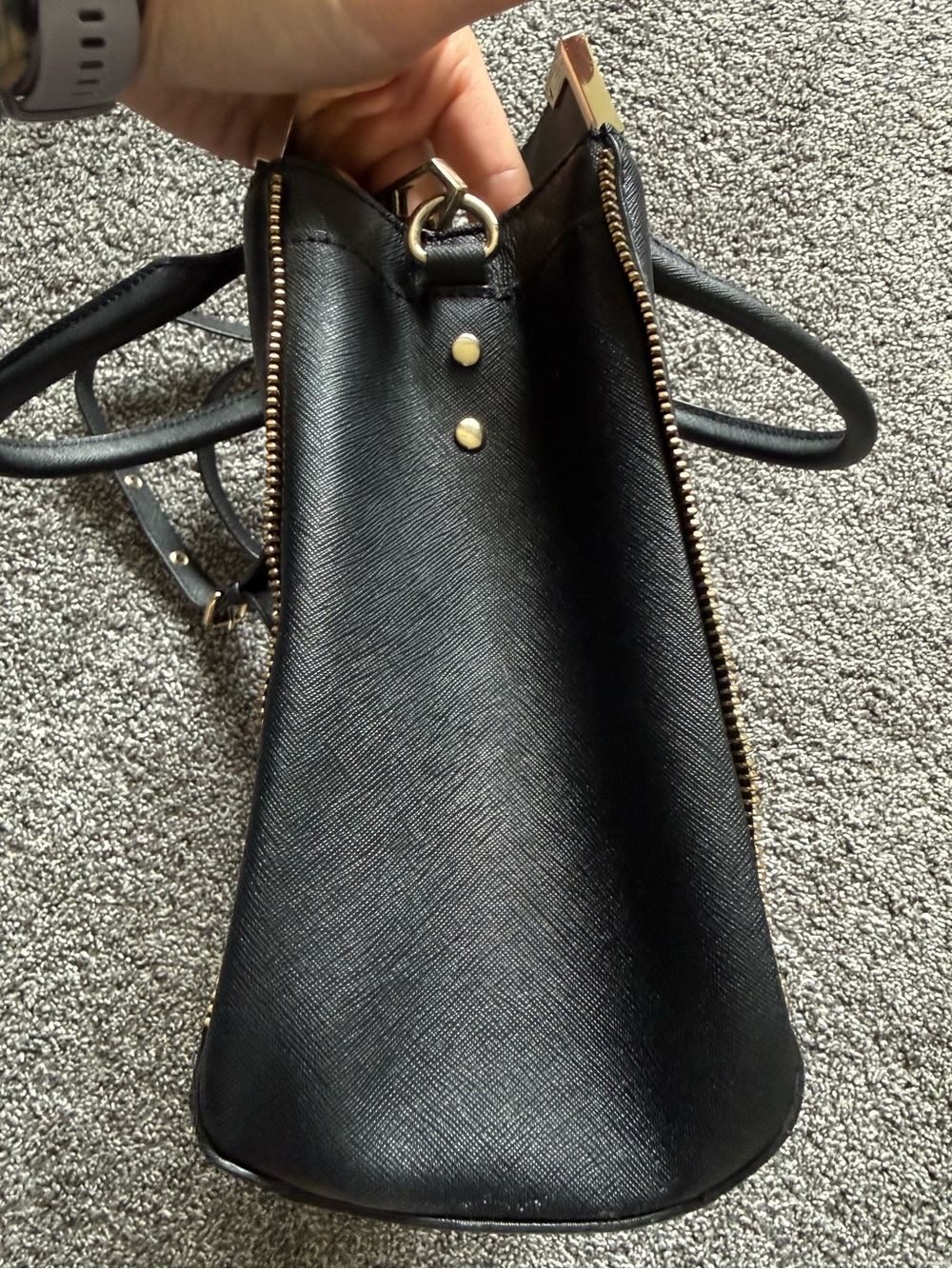 Rebecca Minkoff Amorous Satchel Black Saffiano Leather Gold Crossbody Bag - Picture 10 of 16